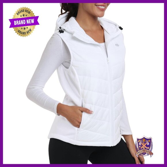 Lightweight Insulated Hooded Vest Hybrid Down Puffer Softshell Women's
